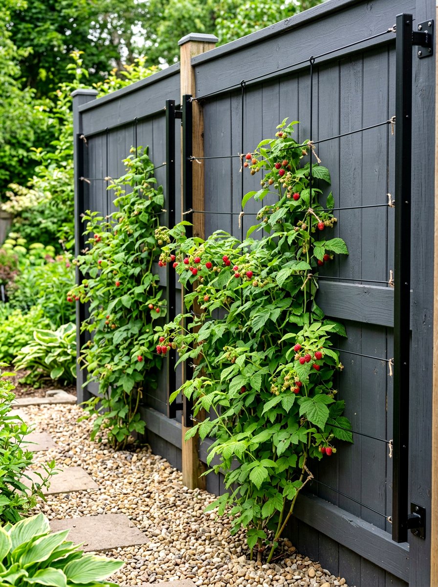 Wall mounted raspberry trellis - 30 raspberry trellis ideas