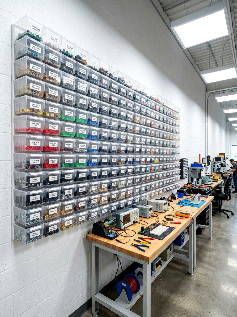 Wall mounted tilt bins - 30 small tool organizer ideas