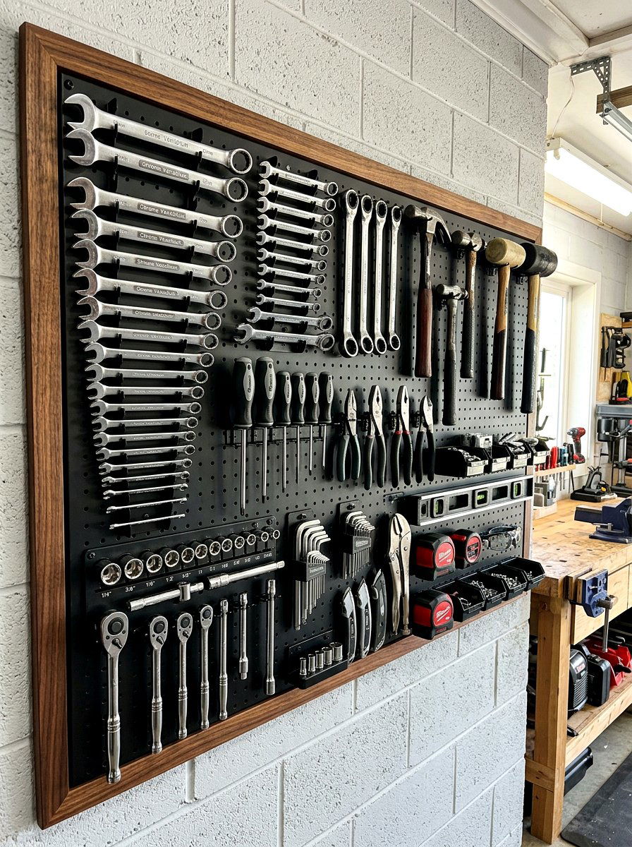 Wall mounted tool pegboard - 30 garage wall storage ideas