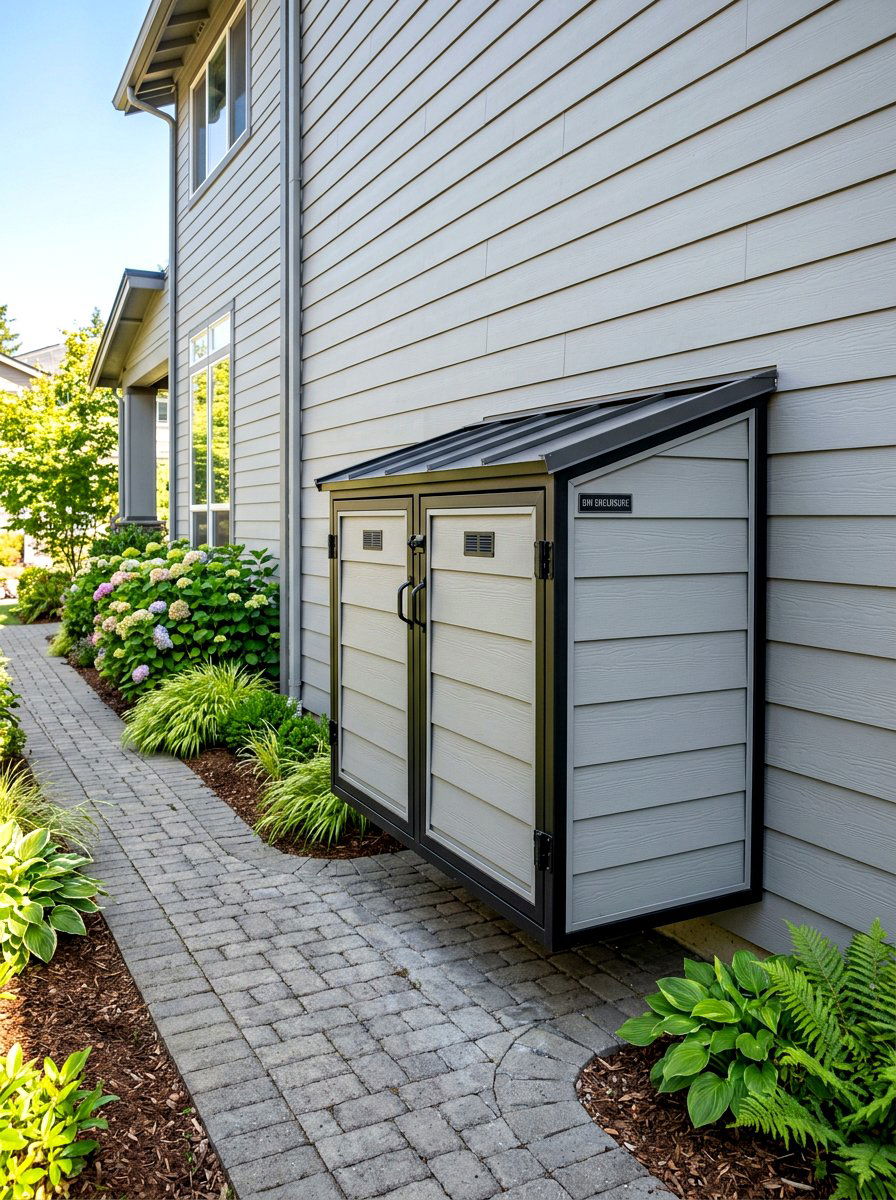 Wall mounted trash screen - 30 trash can enclosure ideas