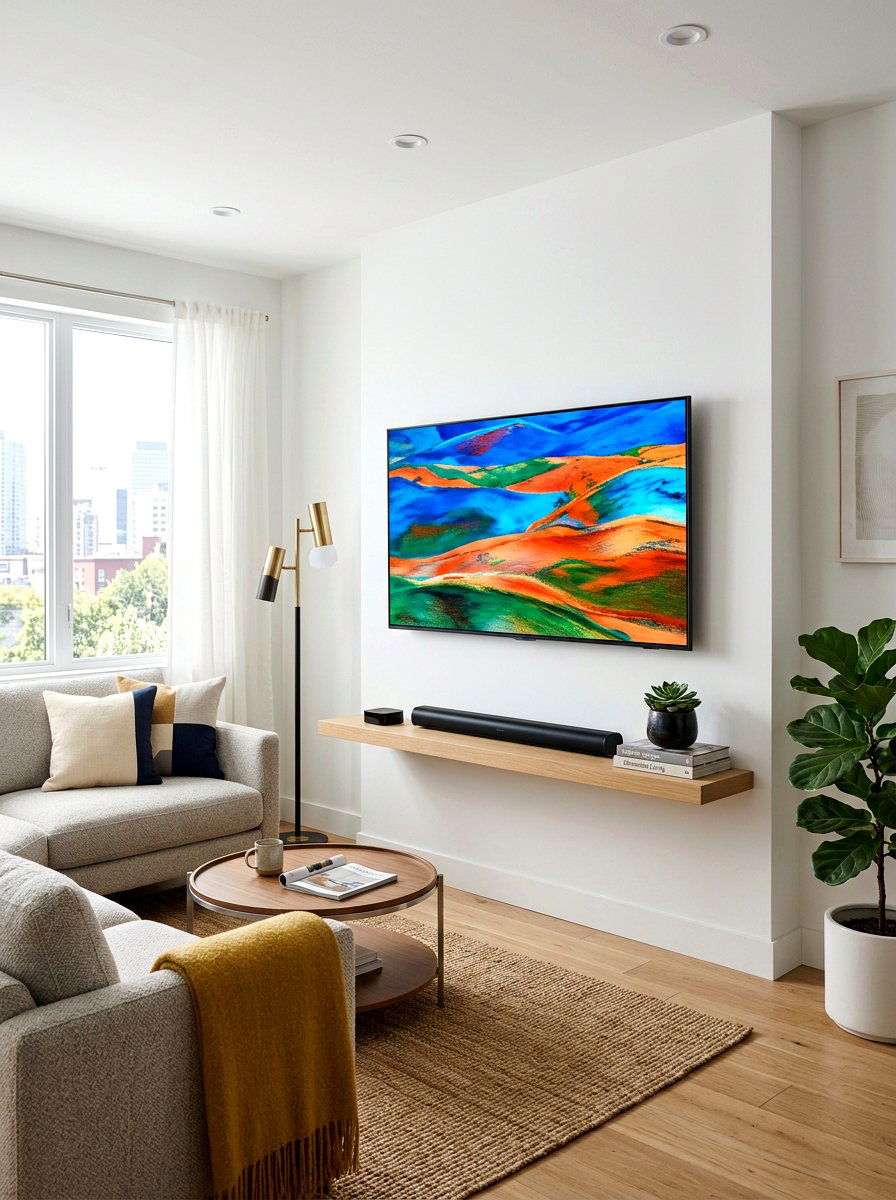 Wall mounted tv setup - 30 small living room ideas