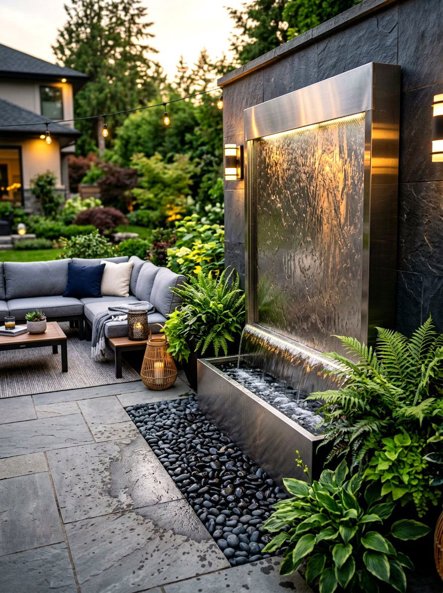 Wall mounted water fountain - 30 outdoor wall art ideas