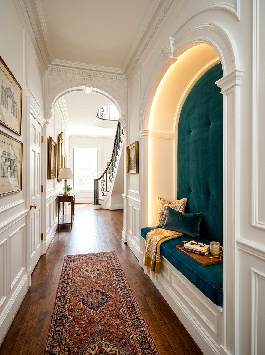 Wall niche seating - 30 hallway reading nook ideas