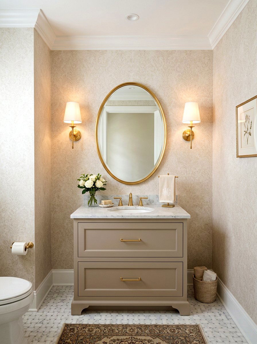 Wall sconce lighting - 30 traditional powder room ideas