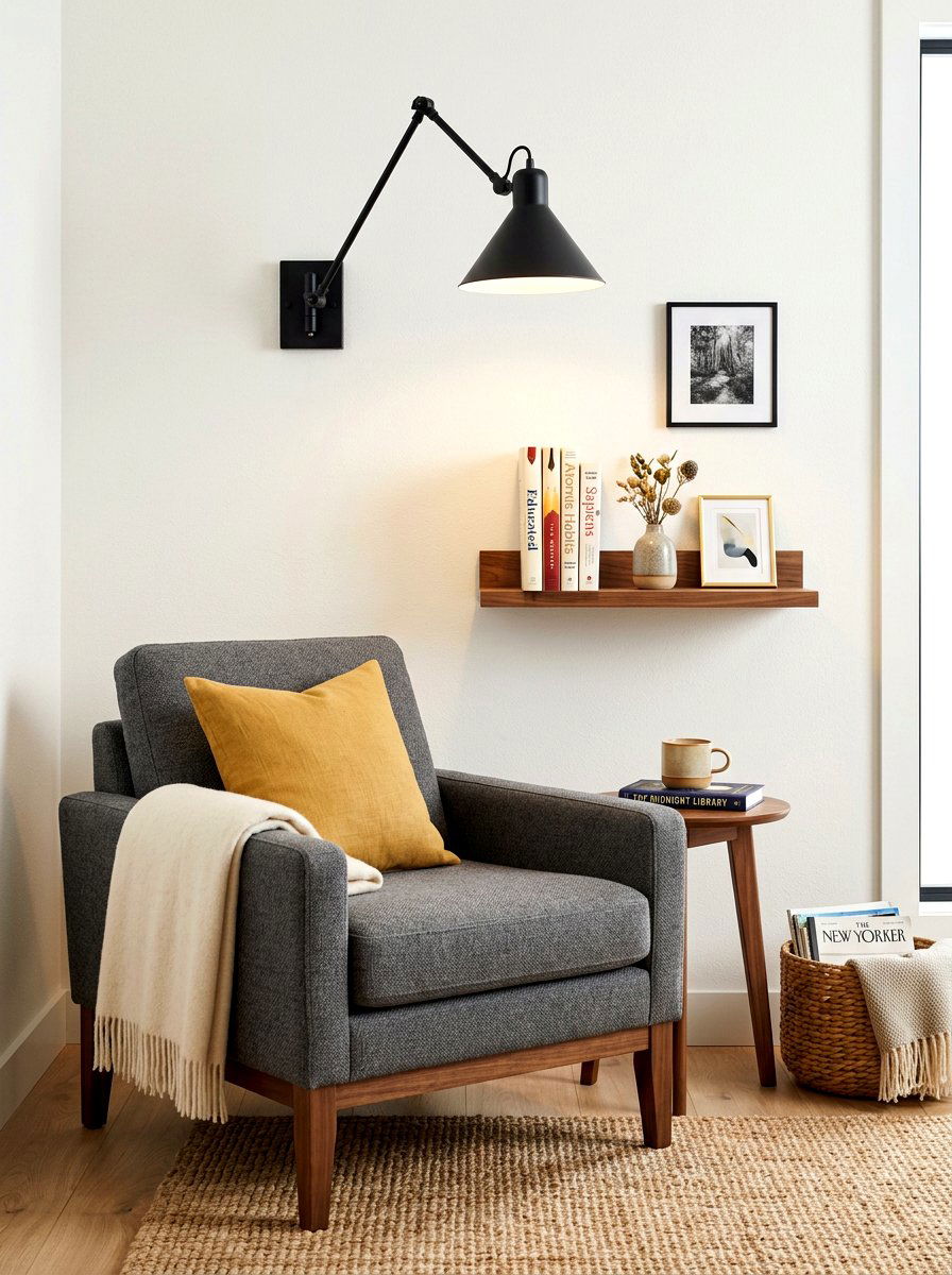 Wall sconce lighting nook - 30 bedroom reading corner ideas