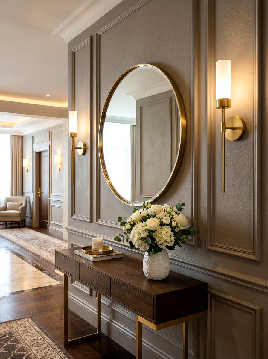 Wall sconce over console - 30 hallway console styling ideas