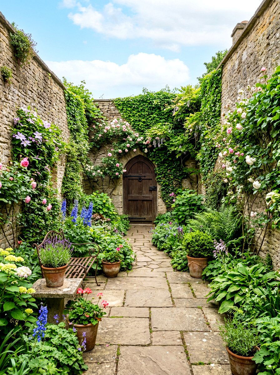 Walled Courtyard - 30 stone courtyard patio ideas