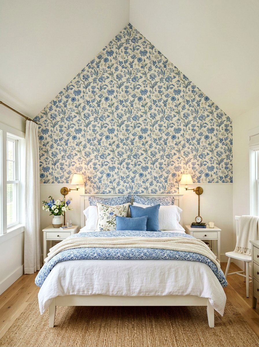 Wallpaper Accent Wall - 30 sloped ceiling bedroom ideas