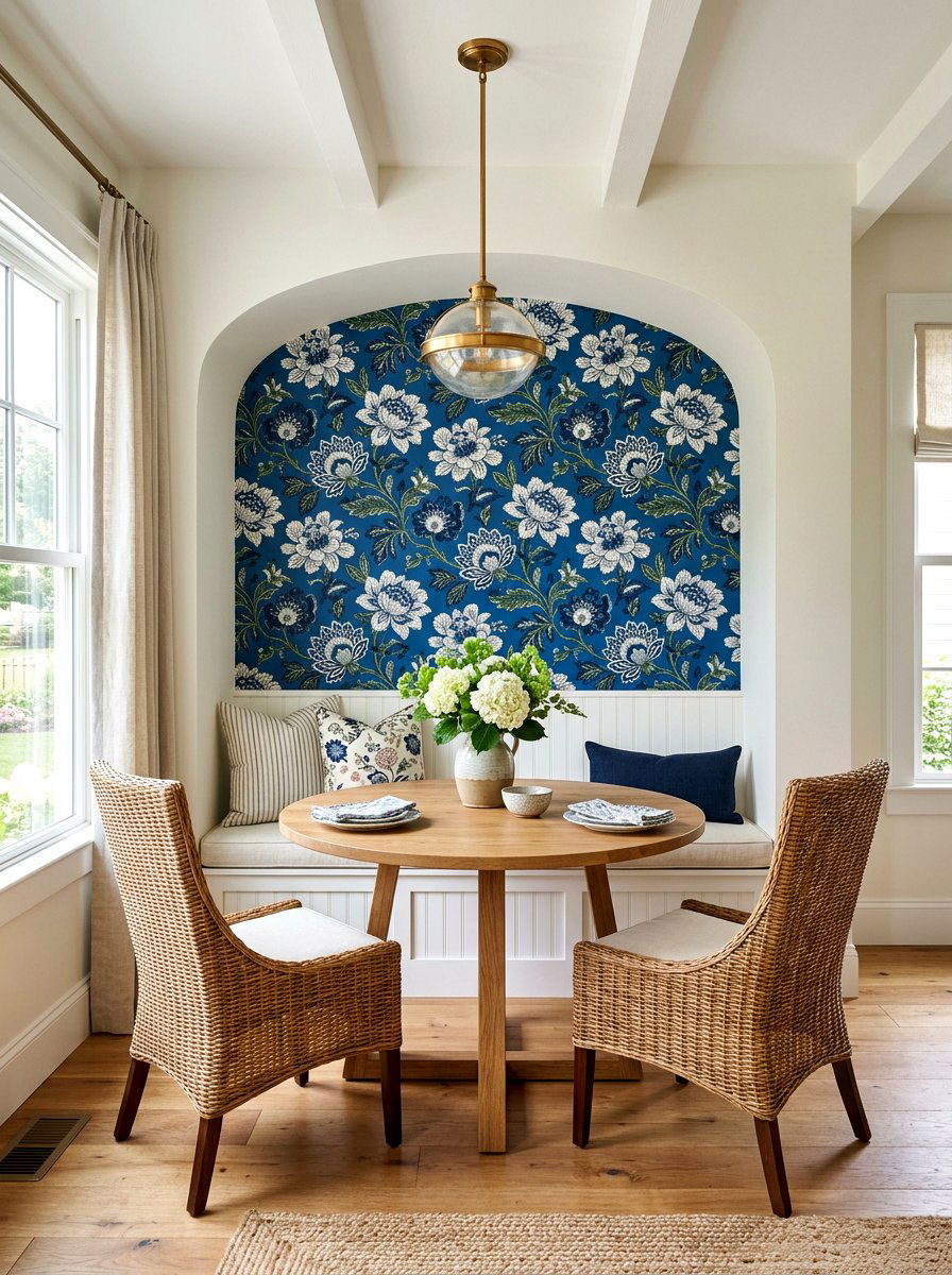 Wallpaper Accent Wall - 30 breakfast nook ideas