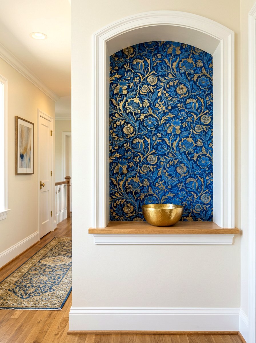 Wallpaper Backed Hall Niche - 30 built in hall niche ideas
