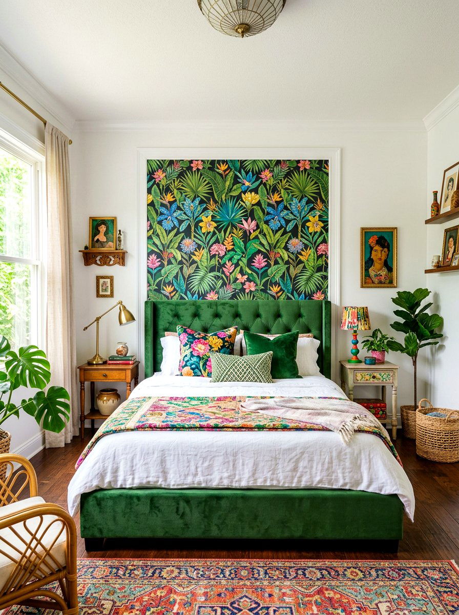 Wallpaper Inset Headboard - 30 oversized headboard ideas