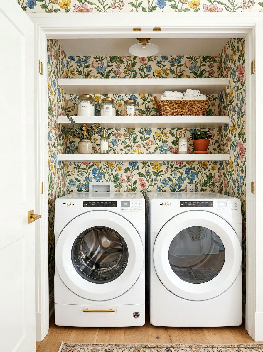 Wallpaper Patterned Laundry Closet - 30 laundry closet ideas