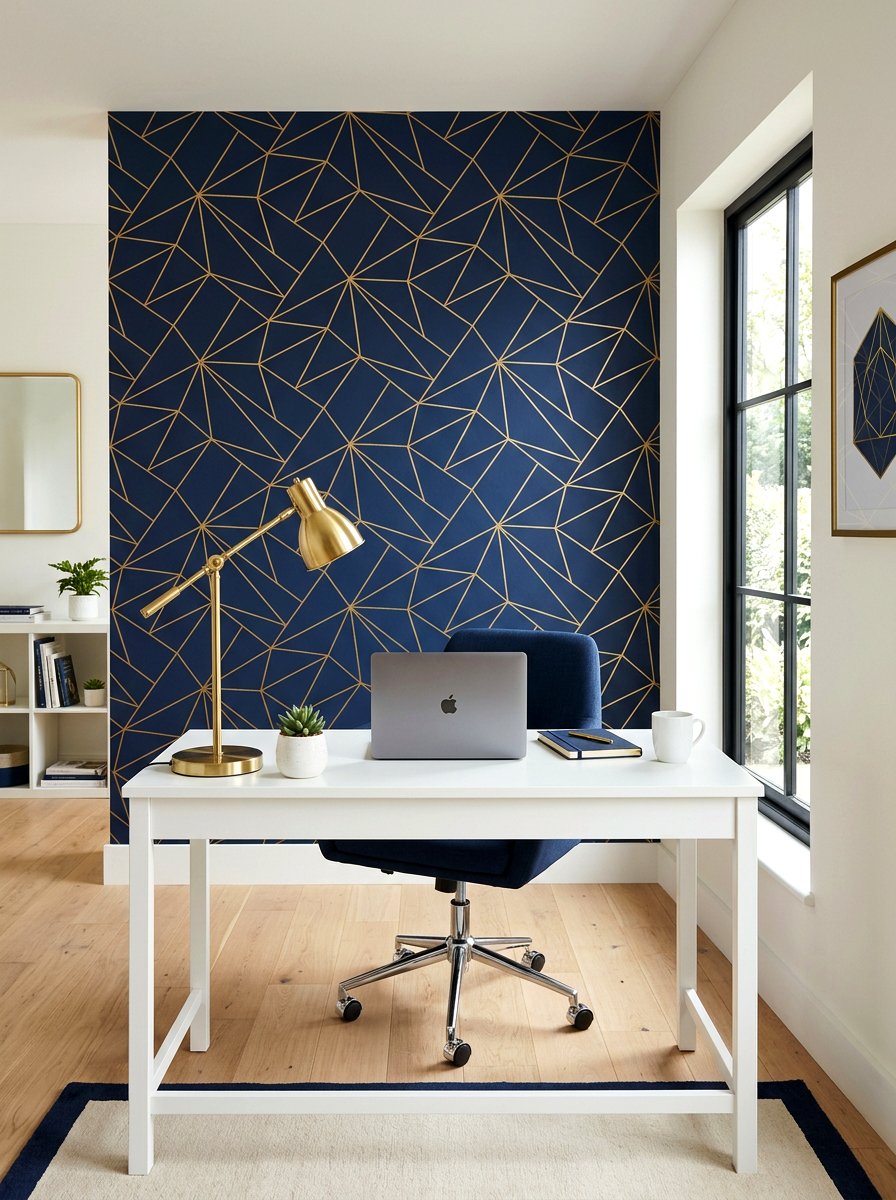 Wallpaper accent wall office - 30 viral home office ideas
