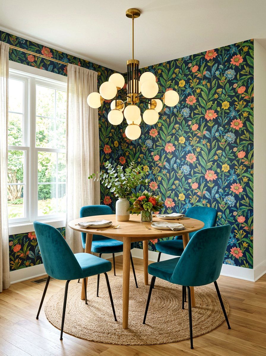 Wallpapered Dining Corner - 30 breakfast room decor ideas