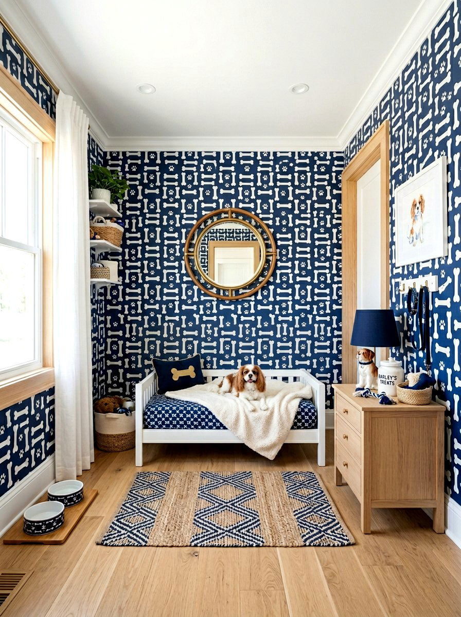 Wallpapered Dog Room - 30 dog room ideas
