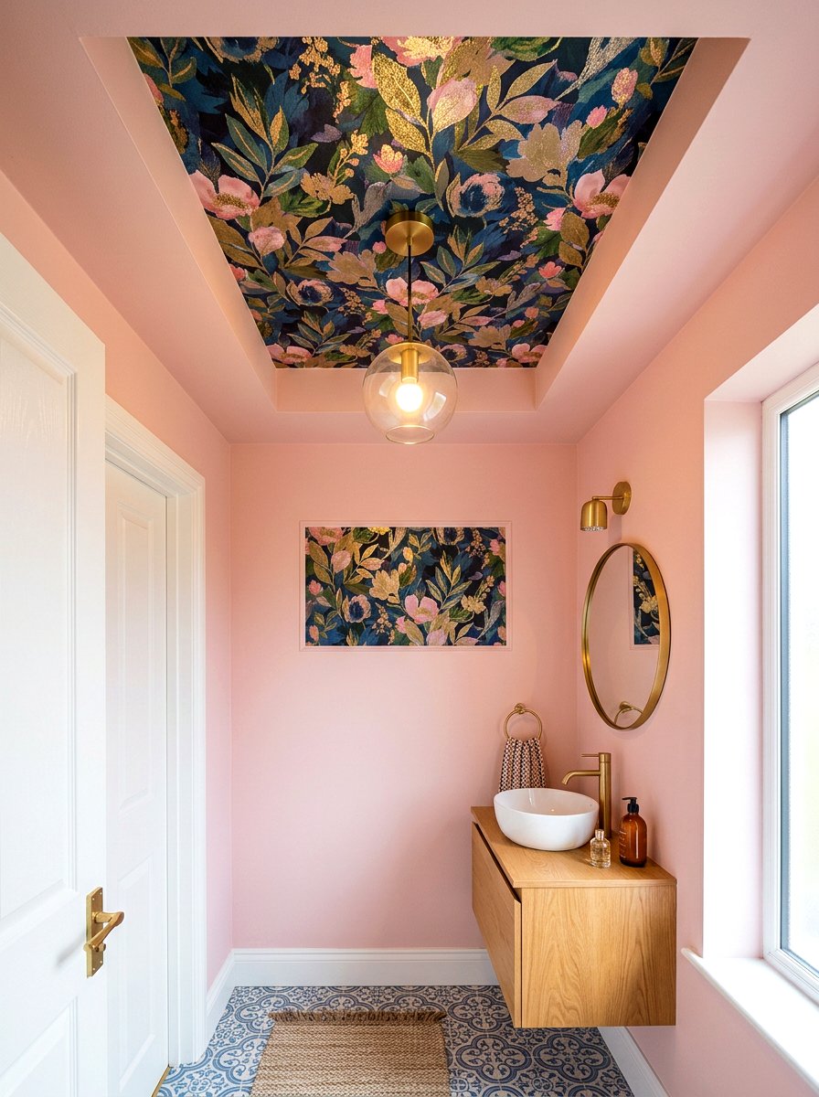Wallpapered Tray Ceiling - 30 tray ceiling ideas