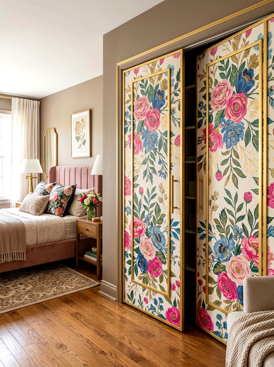Wallpapered closet doors - 30 bedroom closet door ideas