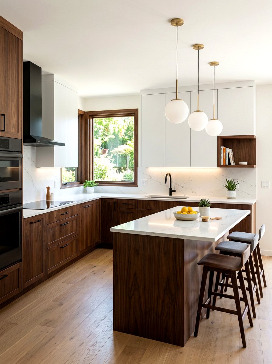 Walnut And White Kitchen - 30 walnut kitchen cabinet ideas