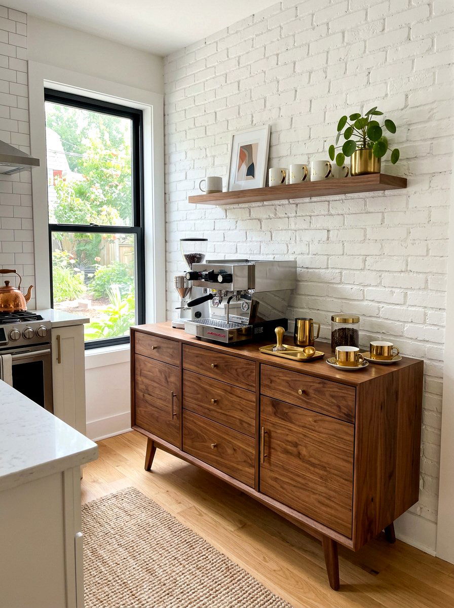 Walnut Credenza Coffee Station - 30 furniture style kitchen ideas