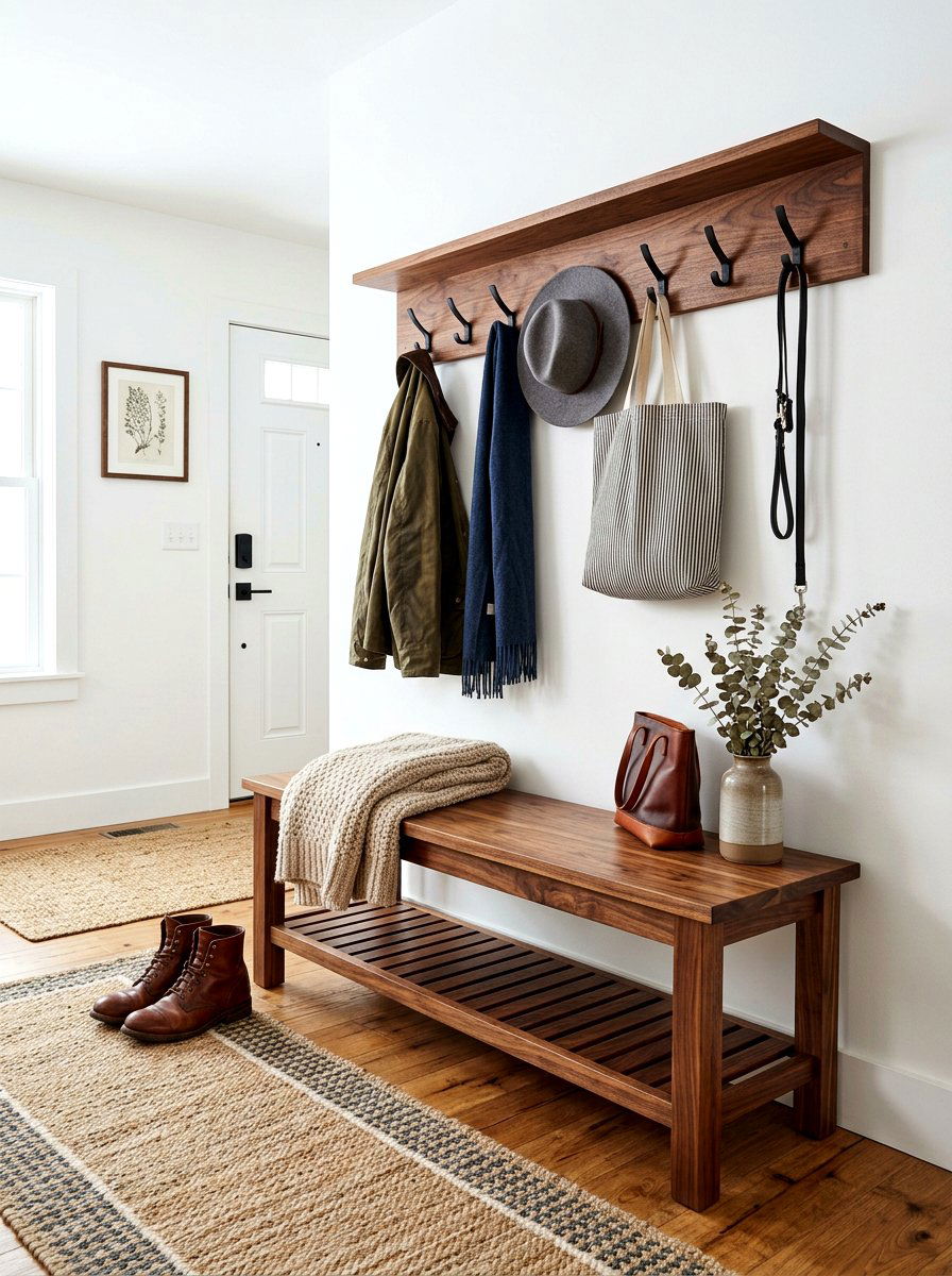Walnut Entryway Bench With Hooks - 30 entry bench and hooks ideas