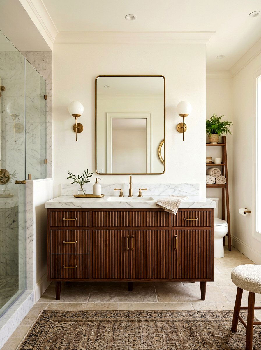 Walnut Fluted Vanity Bathroom - 30 fluted vanity bathroom ideas