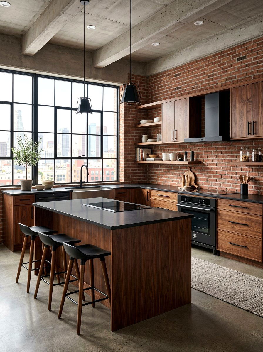 Walnut Kitchen With Black Accents - 30 walnut kitchen cabinet ideas