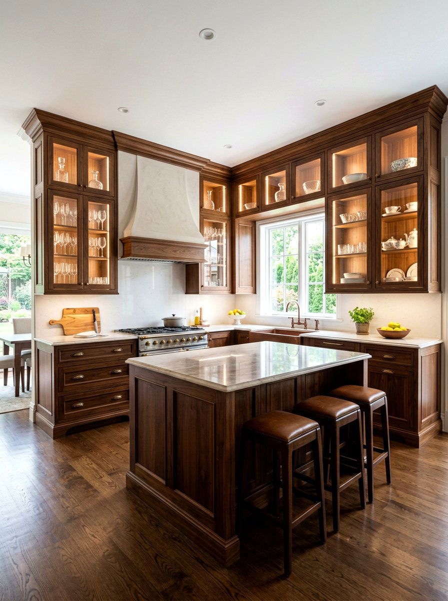 Walnut Kitchen With Glass Doors - 30 walnut kitchen cabinet ideas