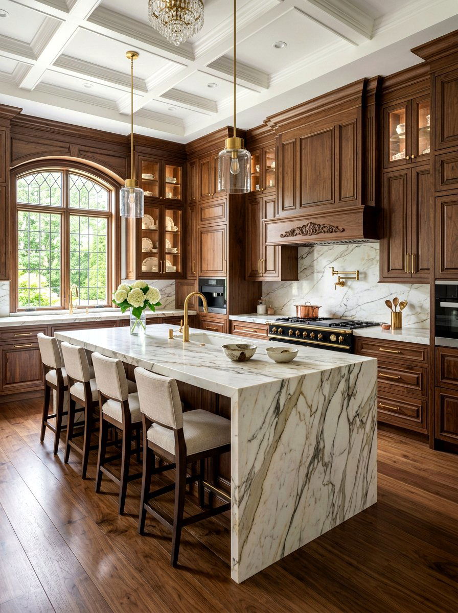 Walnut Kitchen With Marble - 30 walnut kitchen cabinet ideas