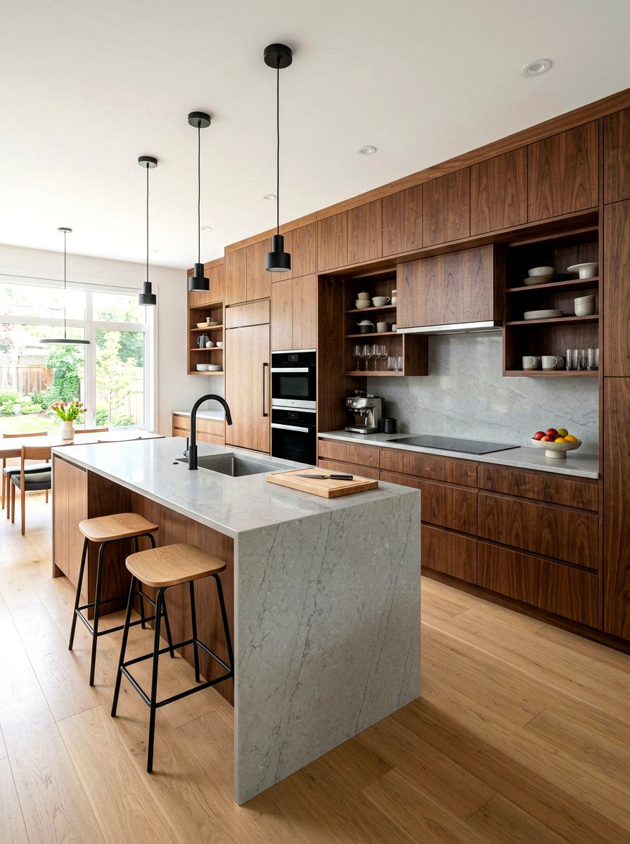 Walnut Kitchen With Quartz Countertops - 30 walnut kitchen cabinet ideas