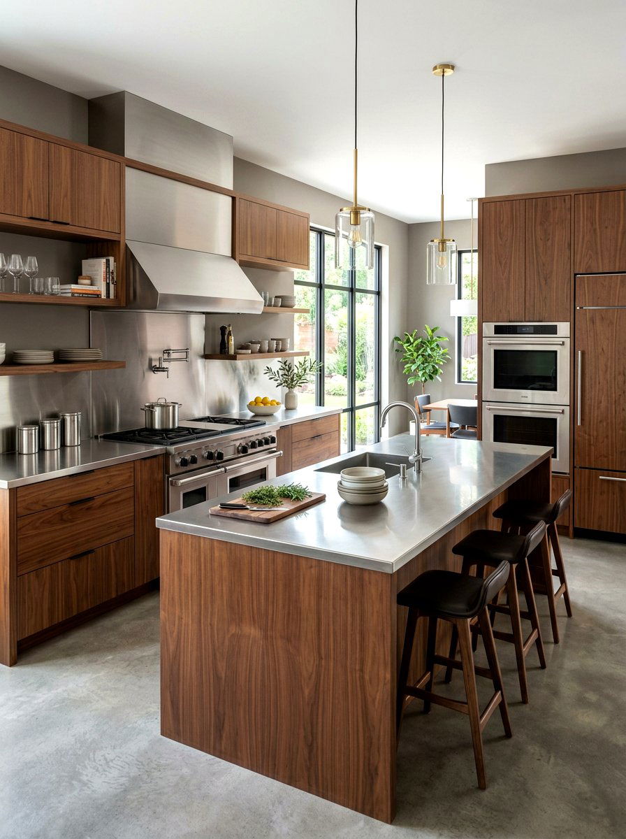 Walnut Kitchen With Stainless Steel - 30 walnut kitchen cabinet ideas