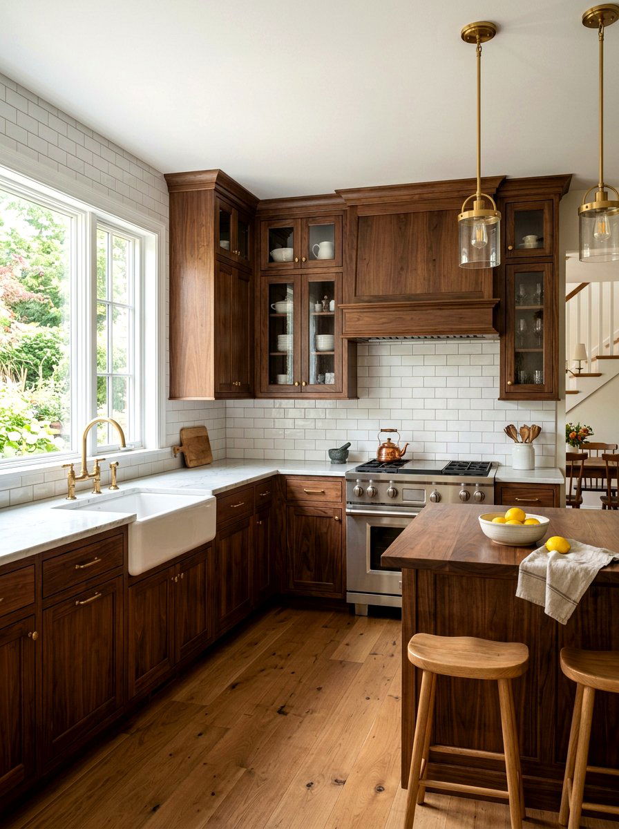 Walnut Kitchen With Subway Tile - 30 walnut kitchen cabinet ideas