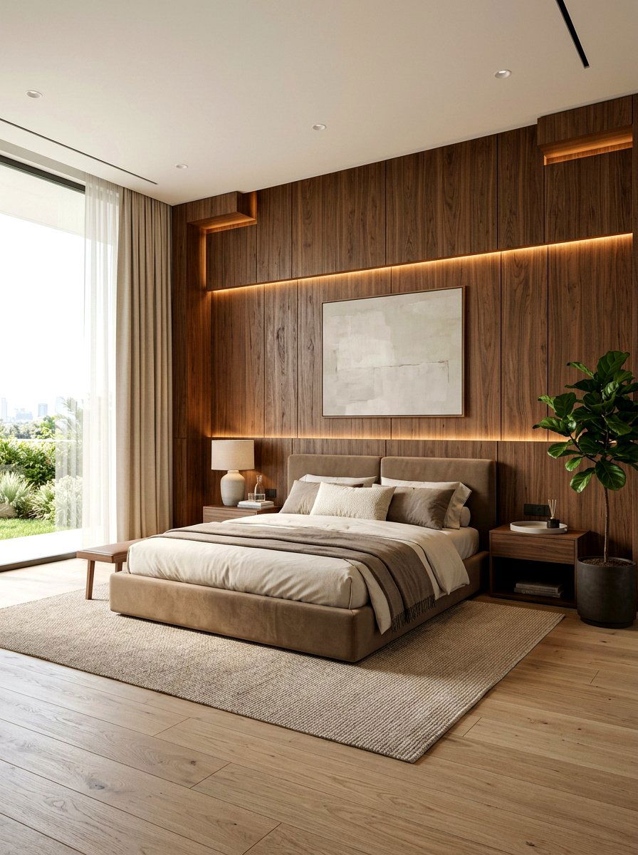 Walnut Paneling Bedroom - 30 all brown bedroom ideas