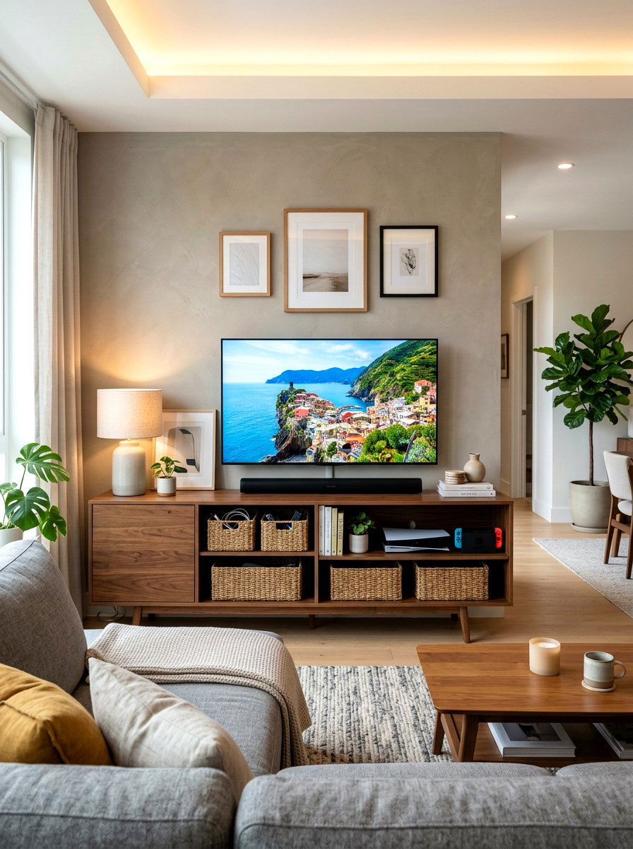 Walnut TV Stand Mushroom Living Room - 30 mushroom and walnut living room ideas