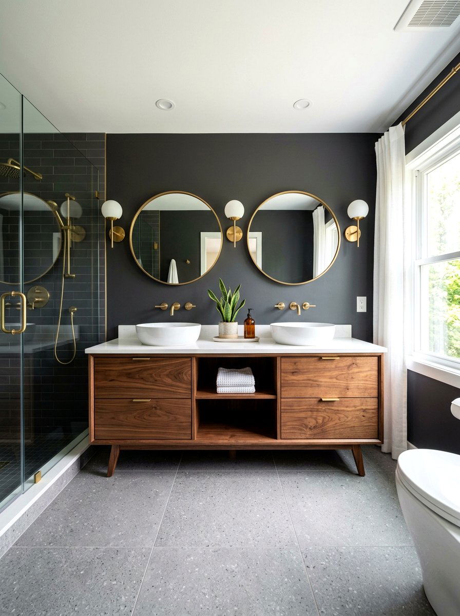Walnut Vanity Cabinet - 30 jewel box bath ideas