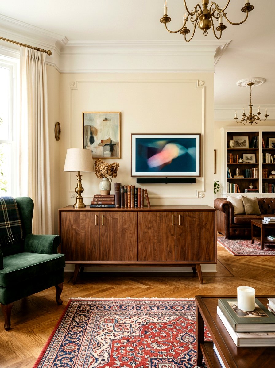 Walnut Veneer Media Credenza - 30 TV over console ideas
