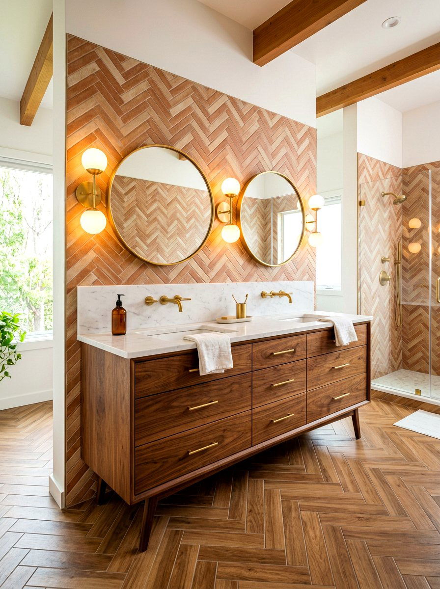 Walnut Wood Bathroom Design - 30 double vanity ideas