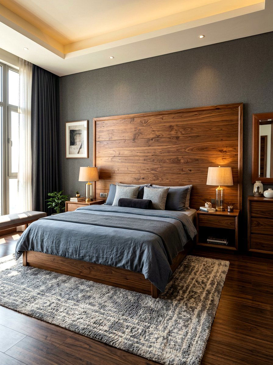 Walnut Wood Bedroom - 30 moody hotel bedroom ideas