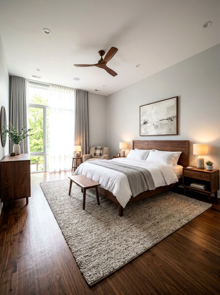 Walnut Wood Detail - 30 Japandi bedroom ideas