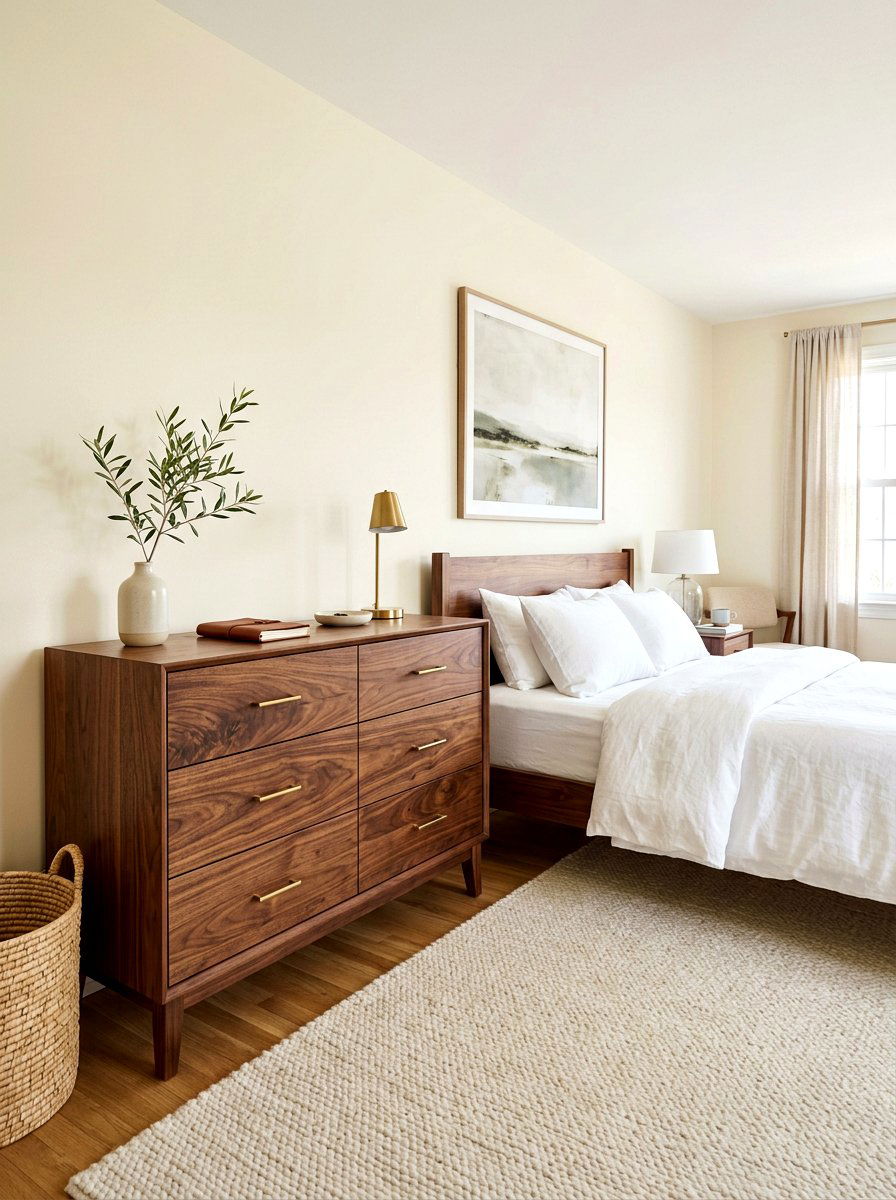 Walnut Wood Dresser Bedroom - 30 earthy minimalist bedroom ideas