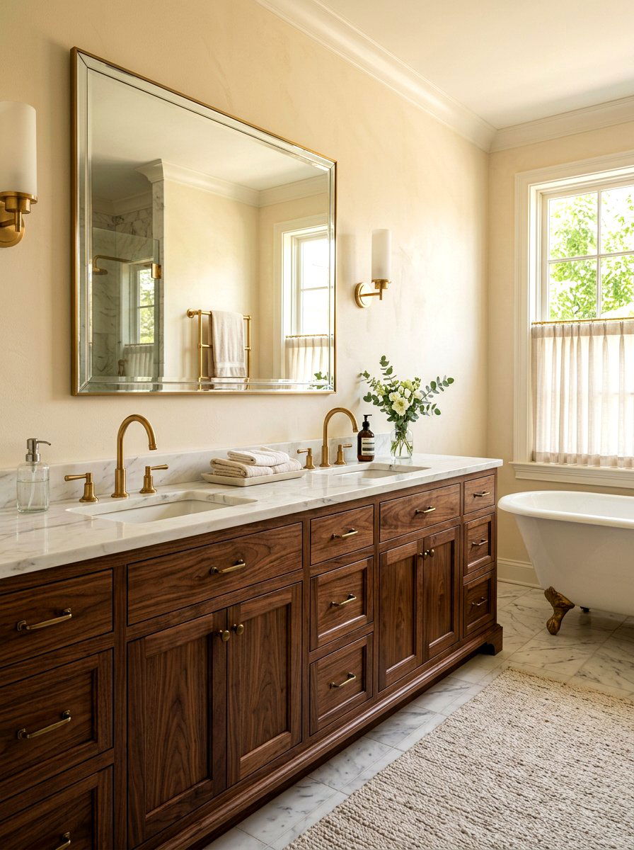 Walnut Wood Vanity - 30 neo deco bathroom vanity ideas