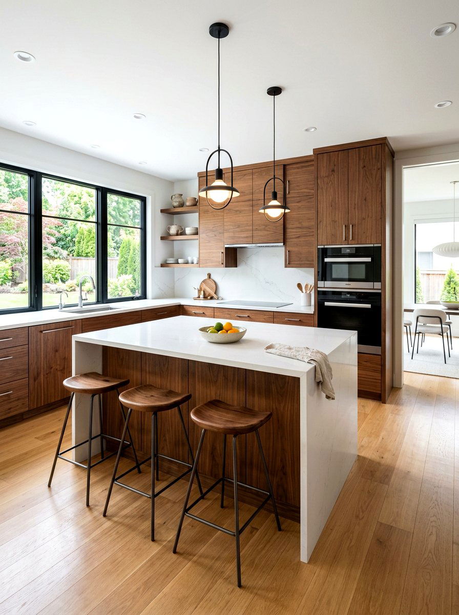 Walnut cabinets - 30 dark wood kitchen ideas