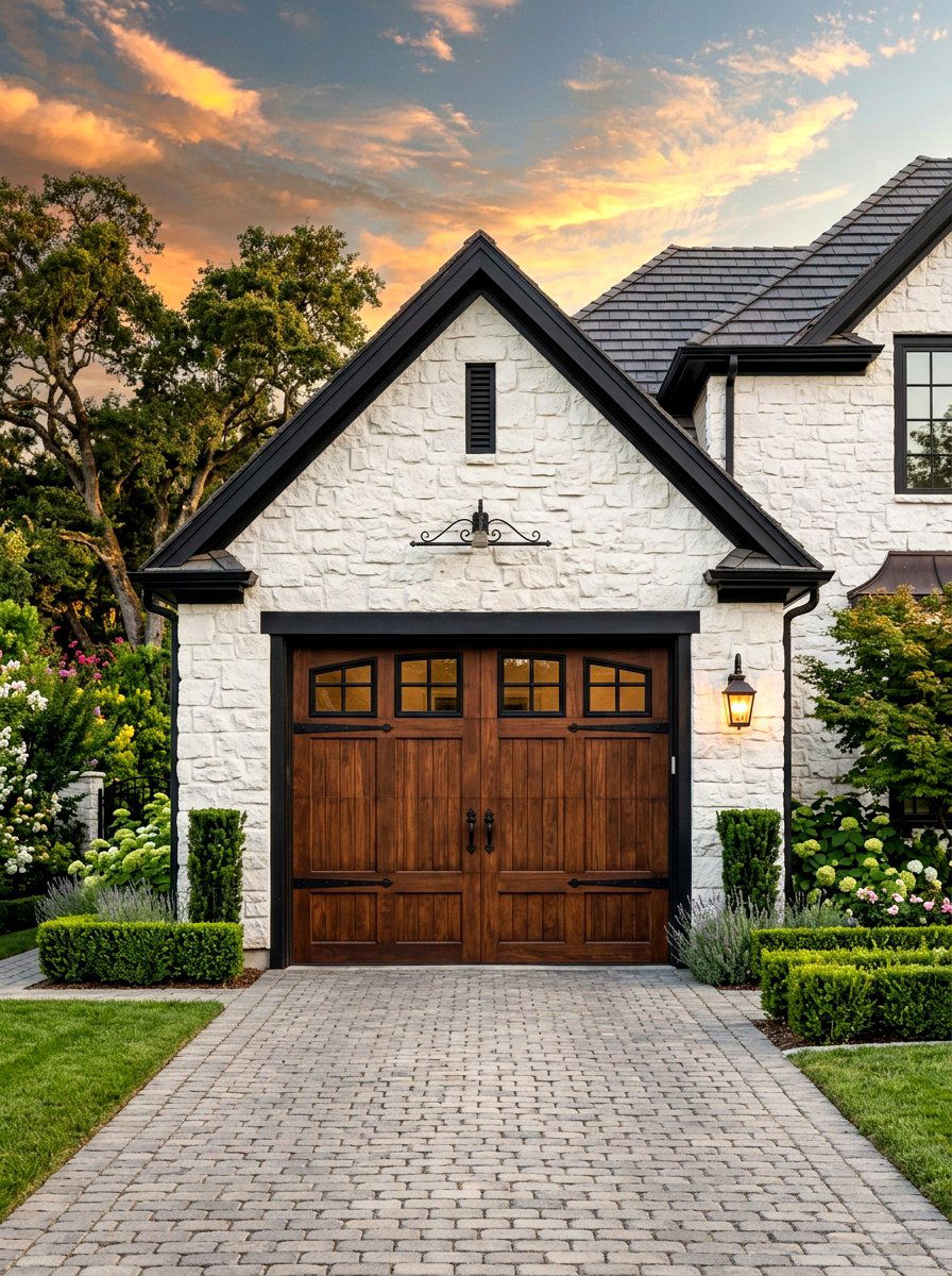 Walnut garage door - 30 garage door color ideas