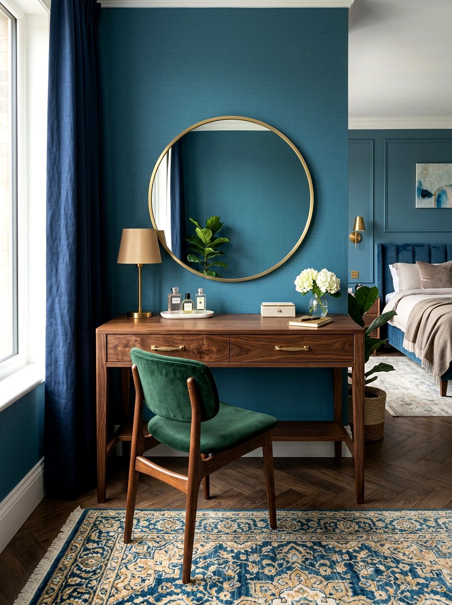 Walnut vanity desk - 30 bedroom vanity corner ideas
