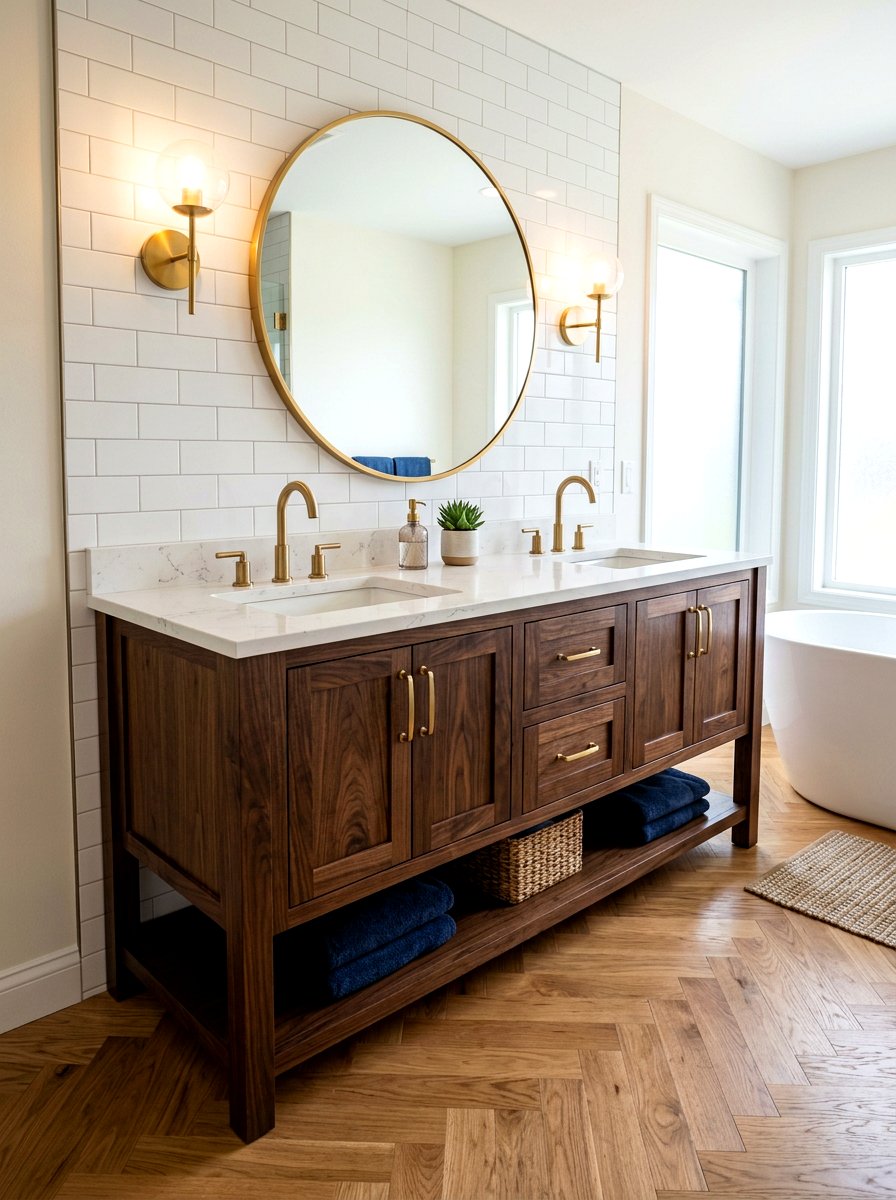 Walnut wood bathroom vanity - 30 neo deco bathroom ideas