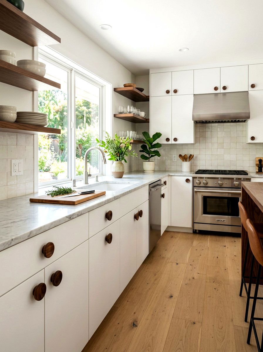 Walnut wood cabinet knob - 30 wood knob kitchen ideas