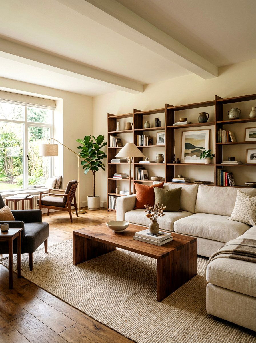 Walnut wood furniture living room - 30 quiet luxury living room ideas
