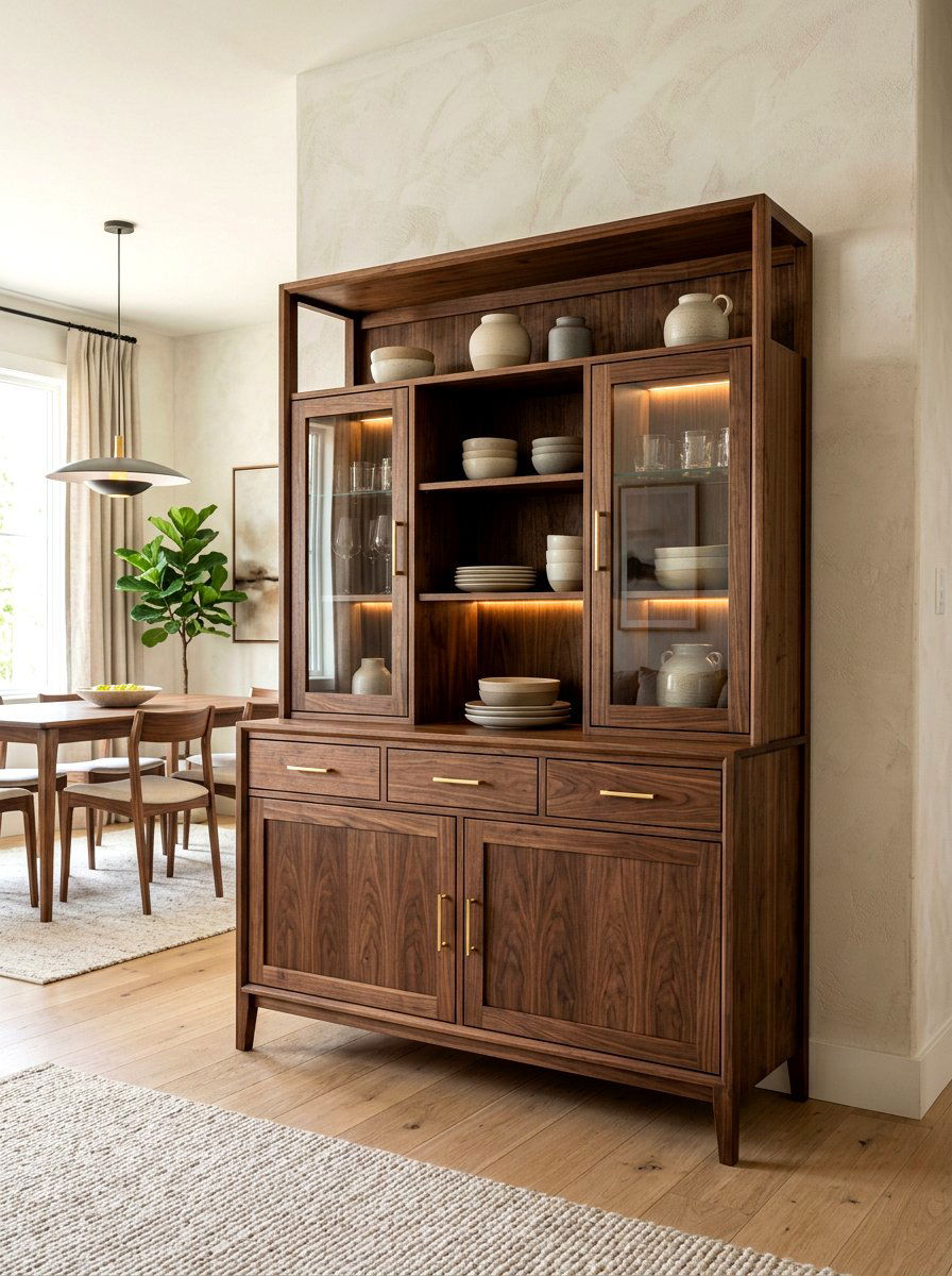 Walnut wood hutch - 30 statement hutch dining ideas