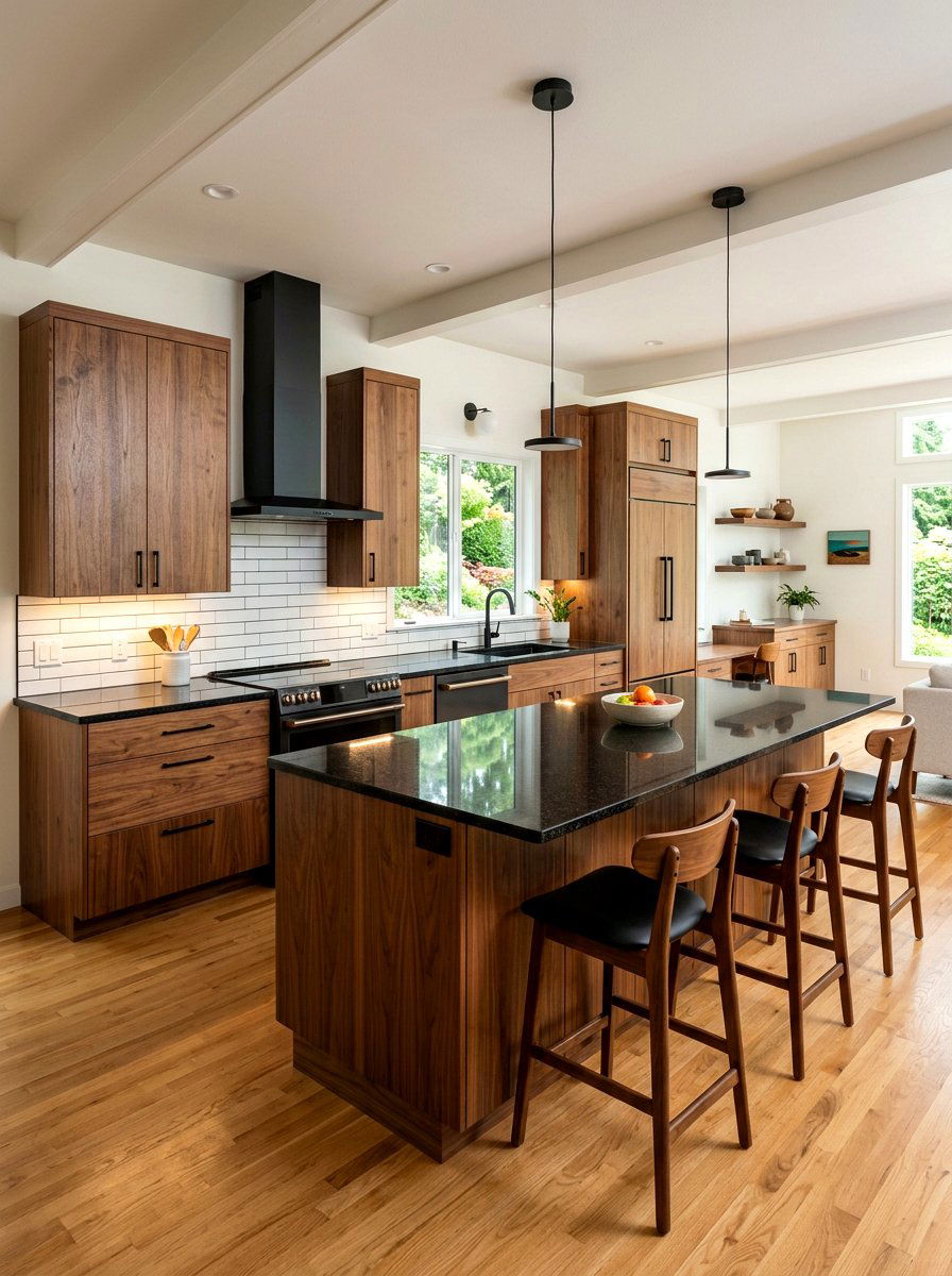 Walnut wood kitchen - 30 moody kitchen ideas