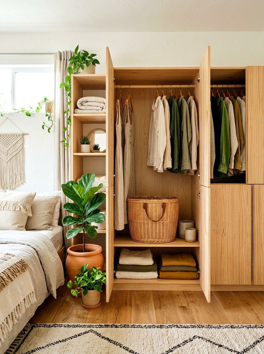 Wardrobe Cabinet Wicker Basket - 30 hidden hamper ideas