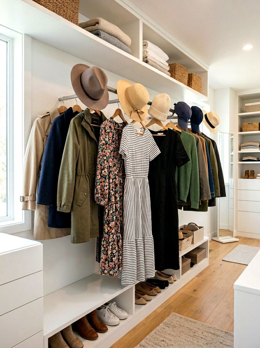 Wardrobe rail hat hooks - 30 hat storage closet ideas